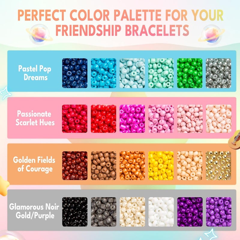 Goldwise Jewelry Making Bead Kit for Adults – 2 Storage Boxes with 24 Colors Glass Seed Beads, Letter & Number Beads and Charms for DIY Bracelets & Fashion Accessories - Image 2